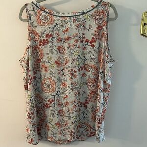 LOFT XL Grey/Pink Sleeveless Blouse